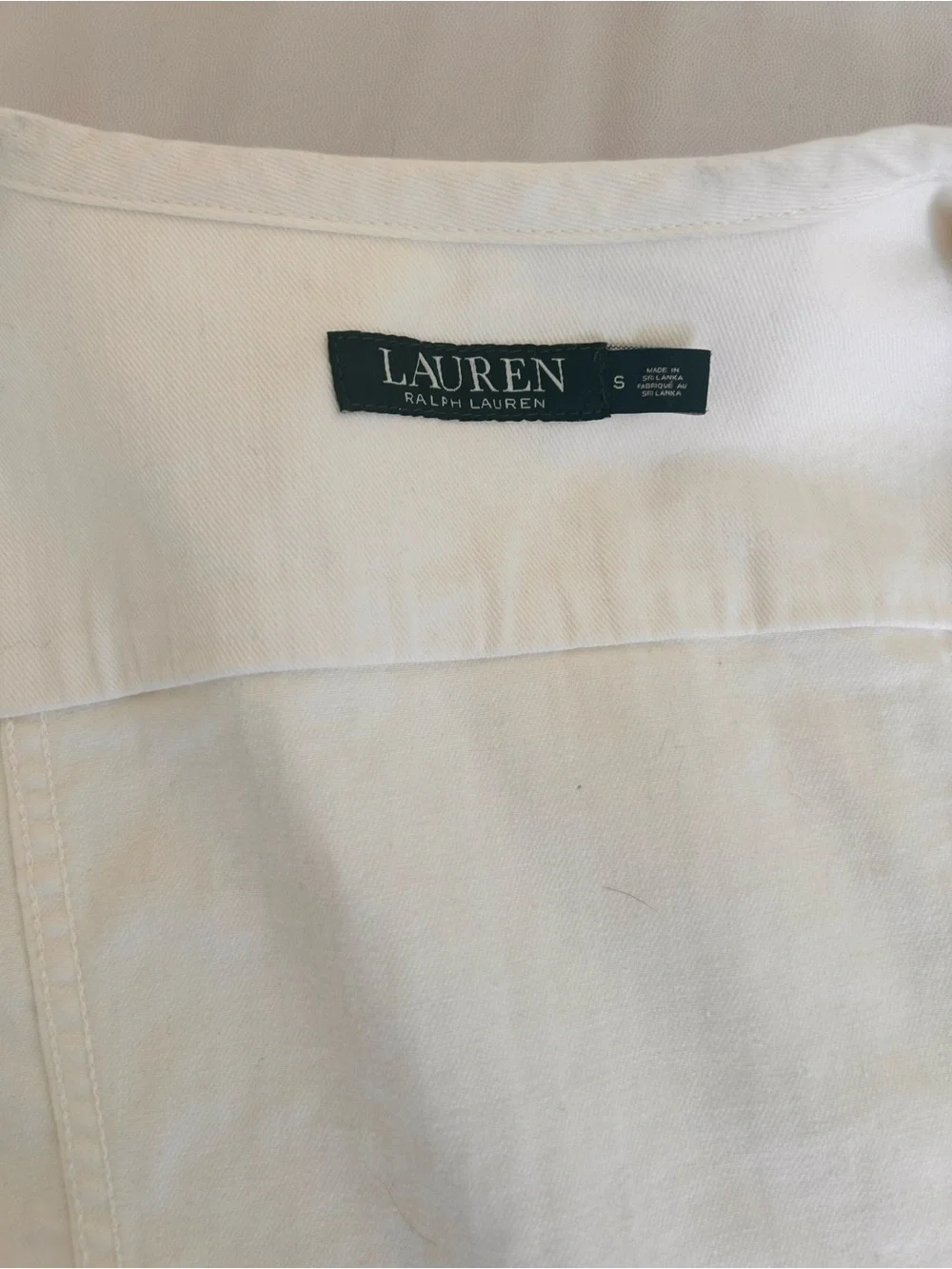 Ralph Lauren Cream Collarless Denim Jacket - Picture 2 of 7